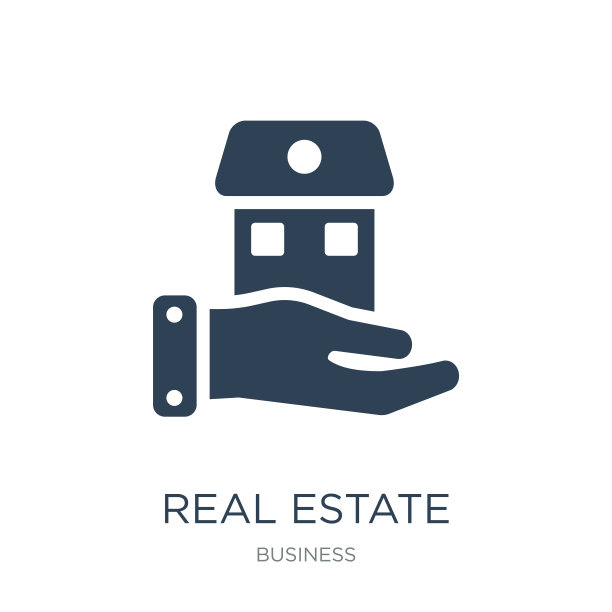 房地产商业房子上的手图标向量上的白色背景图片下载