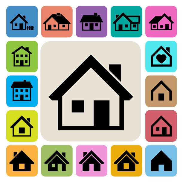房子的图标集。房地产。图片下载