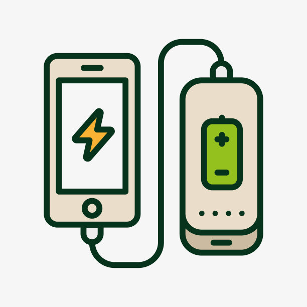 动力银行电池手机充电器矢量直线描边图标图片下载