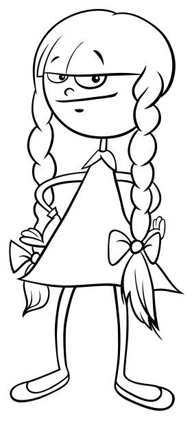 有趣的女孩人物卡通着色书图片下载