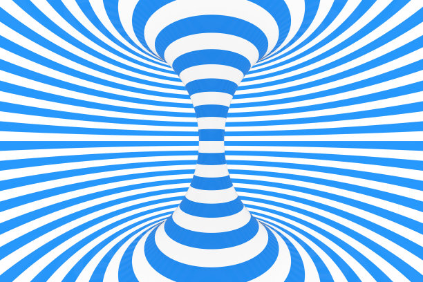 漩涡光学3D错觉光栅插图。对比螺旋条纹。几何冬季环面图像与线，环。图片下载