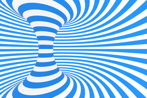 漩涡光学3D错觉光栅插图。对比螺旋条纹。几何冬季环面图像与线，环。图片下载