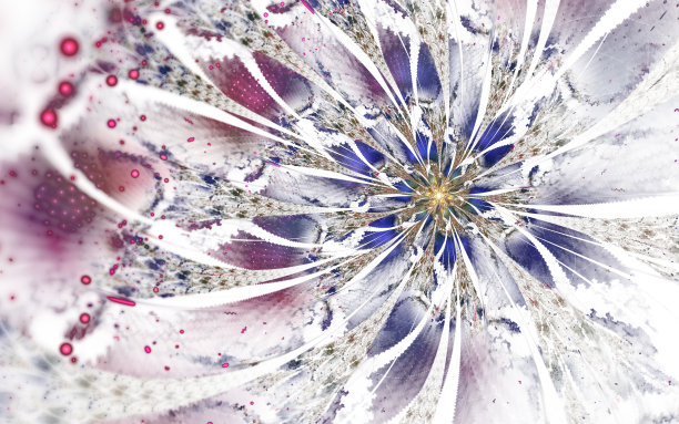 计算机生成的抽象分形花朵图案。数字艺术品平板电脑背景，桌面墙纸或创意封面设计。图片下载