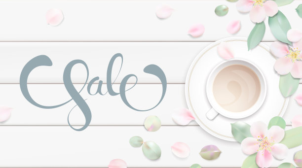 销售广告背景模板与花瓣和字母。图片下载