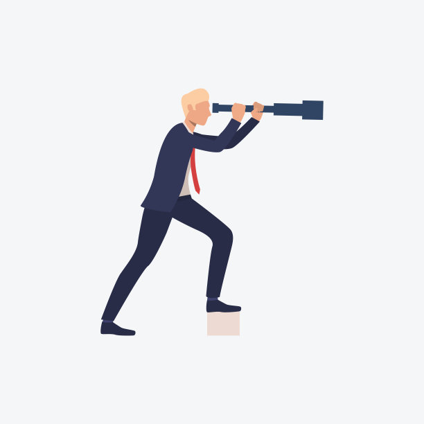 商人站在那里，用望远镜眺望远方图片下载