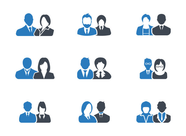 男女商务头像头像-蓝色图标集图片下载