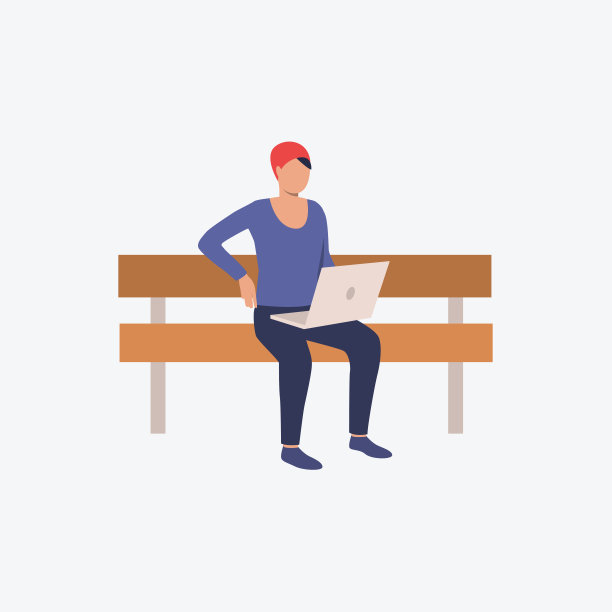 坐在长椅上用笔记本电脑浏览网页的人图片下载