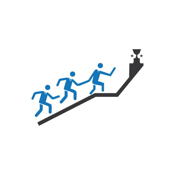 商人向上成功的图标矢量蓝色图片下载