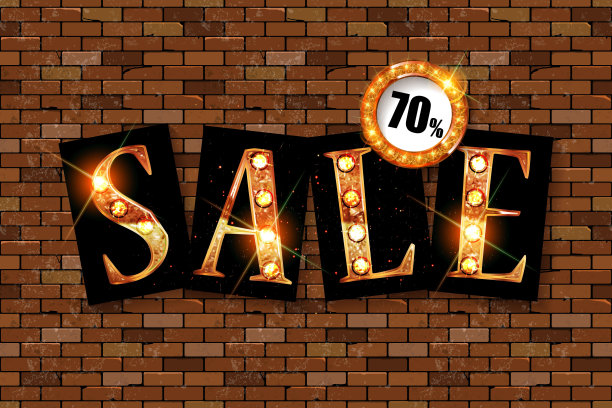 销售,金色的文本。图片下载