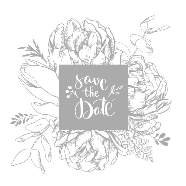 矢量花框架与方形和保存日期的婚礼，贺卡，打印，盒子，手绘花复古风格图片下载