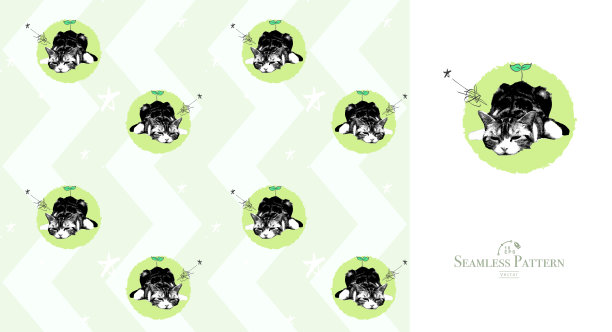 无缝猫模式矢量。图片下载