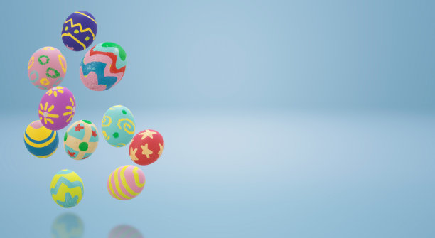 复活节彩蛋3d渲染节日内容。图片下载