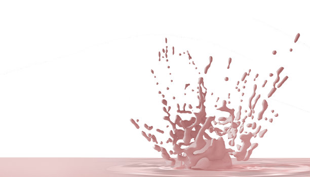 牛奶草莓酸奶皇冠旋转漩涡奶油粉色背景/ 3d渲染图片下载