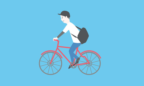 骑自行车的男人插画图片下载