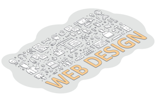矢量线等距概念的网站设计。图片下载