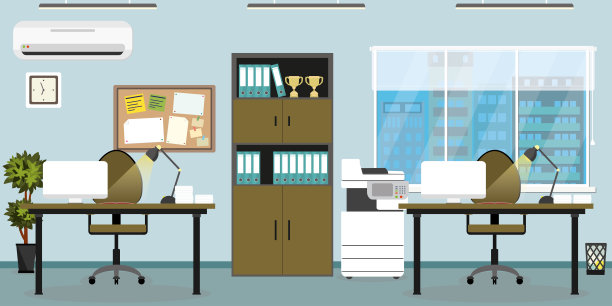 空的现代室内两个业务工作空间素材图片