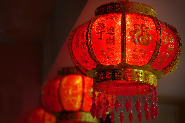中国的金色汉字红灯笼图片下载