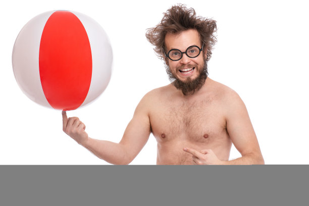 疯狂的胡须男子海滩概念图片下载