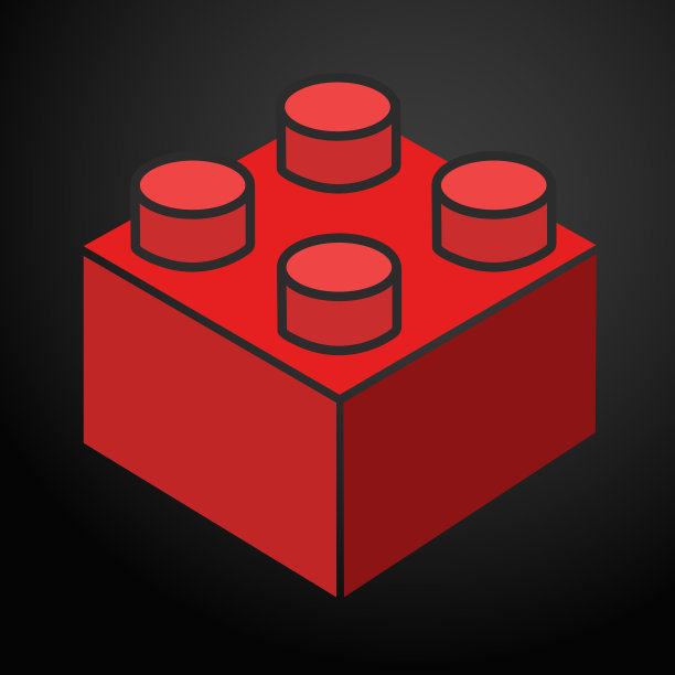 红色玩具砖块或一块平面矢量颜色图标的玩具应用程序和网站图片下载