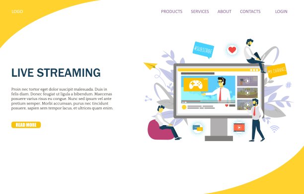 直播矢量网站登陆页面设计模板图片下载