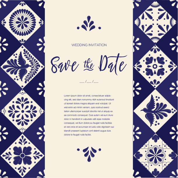 墨西哥塔拉维拉瓷砖保存日期卡-复制空间图片下载