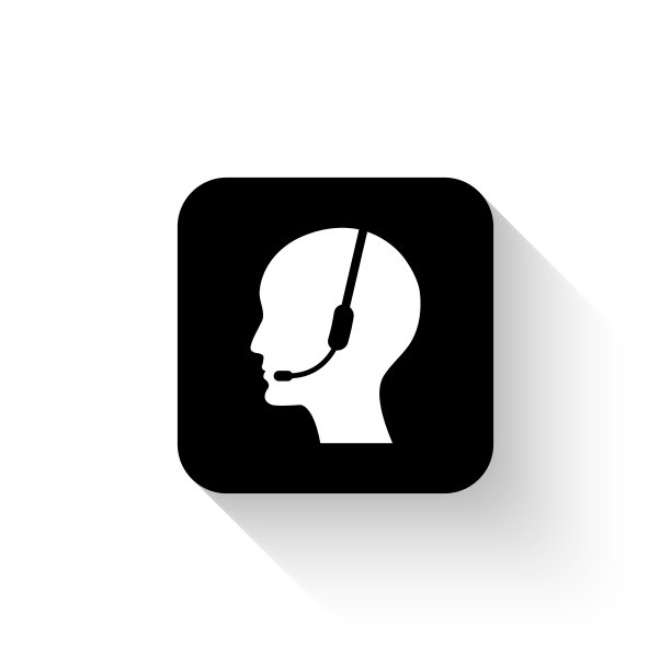 操作员在耳机-白色矢量图标与阴影图片下载