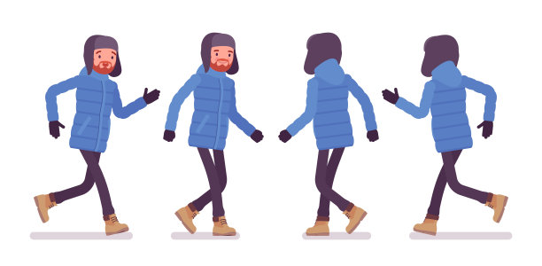 身穿蓝色羽绒服的时尚男人图片下载