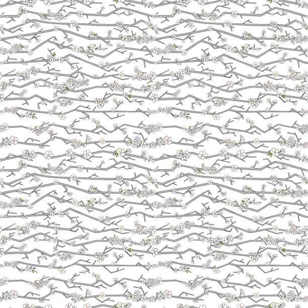 现代风格的樱花手绘无缝图案。抽象樱桃树与花插图。花背景与花表面设计，纺织品，包装纸，墙纸，印刷，封面图片下载