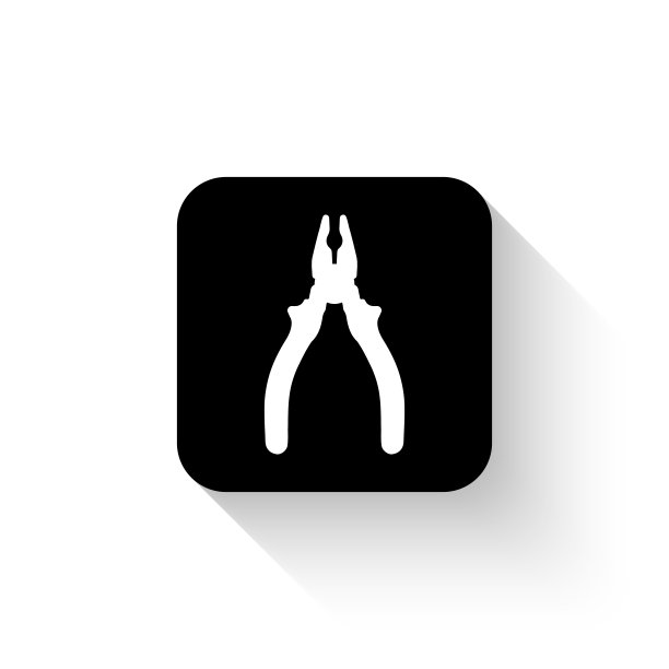 钳子-带有阴影的白色矢量图标图片下载