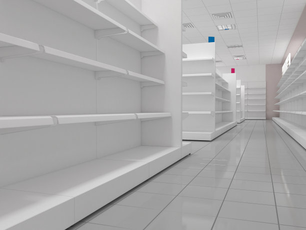 商店，商店，购物中心，室内可视化，3D插图图片下载