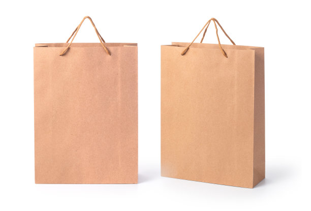 空白棕色纸袋孤立在白色背景图片下载