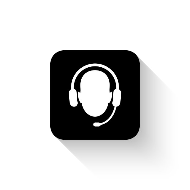 操作员在耳机-白色矢量图标与阴影图片下载