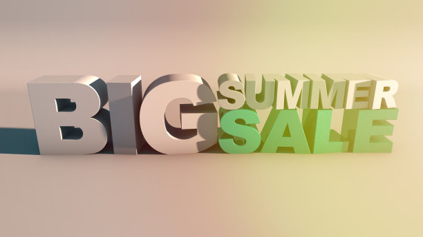“夏季大促销”文本，抽象的3d插图。夏季销售的概念。图片下载