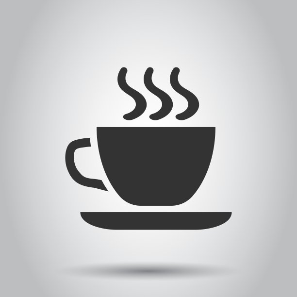 咖啡，茶杯图标在平坦的风格。咖啡杯矢量插图上的白色背景。饮料业务的概念。图片下载