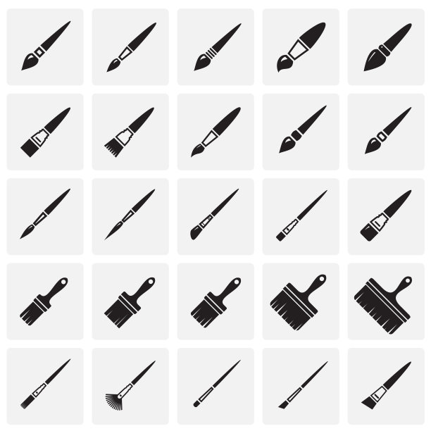 画笔图标设置在平面和网页设计的正方形背景，现代简单的矢量符号。网络的概念。时髦的符号为网站设计网页按钮或移动应用程序。图片下载