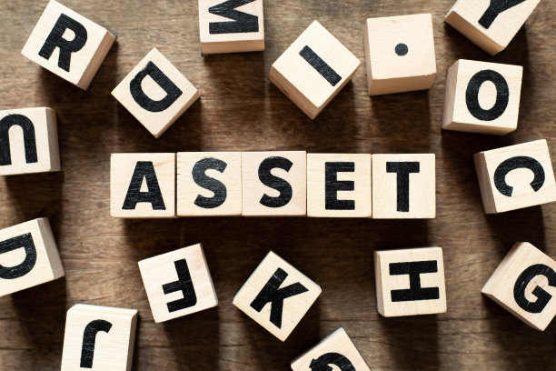 在木材背景上的单词资产中的木材字母块与另一个字母图片下载