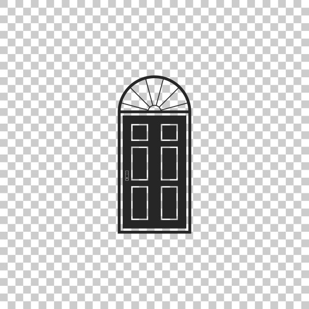 关闭的门图标隔离在透明的背景。平面设计。矢量图图片下载