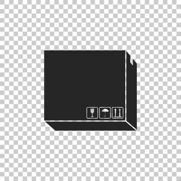 与交通标志图标隔离在透明背景上的纸板箱。盒子，包裹，包裹标志。交付和包装。交通和运输。平面设计。矢量图图片下载