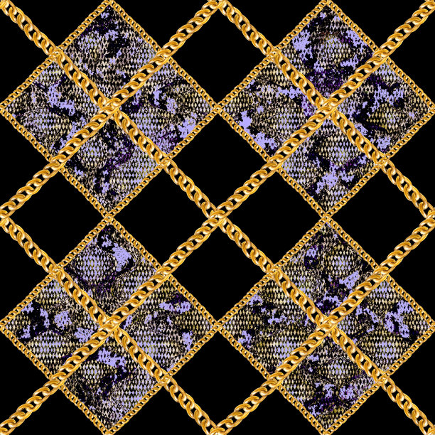 金链魅力格子蛇皮无缝图案插图图片下载