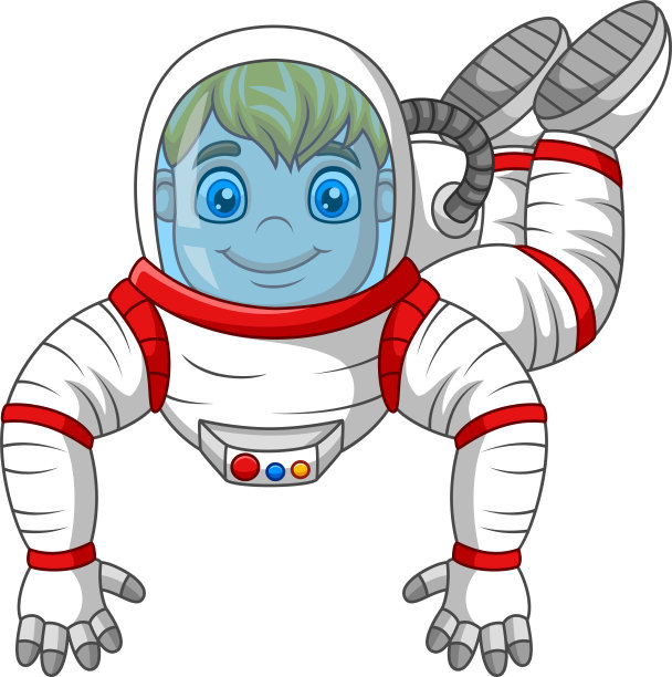 卡通宇航员飞行孤立的白色背景图片下载