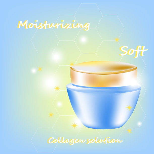 矢量霜罐与文字和闪光美容和皮肤护理在蓝色和金色的色调图片下载