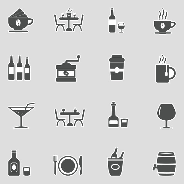 酒吧图标贴纸设计矢量素材图片下载