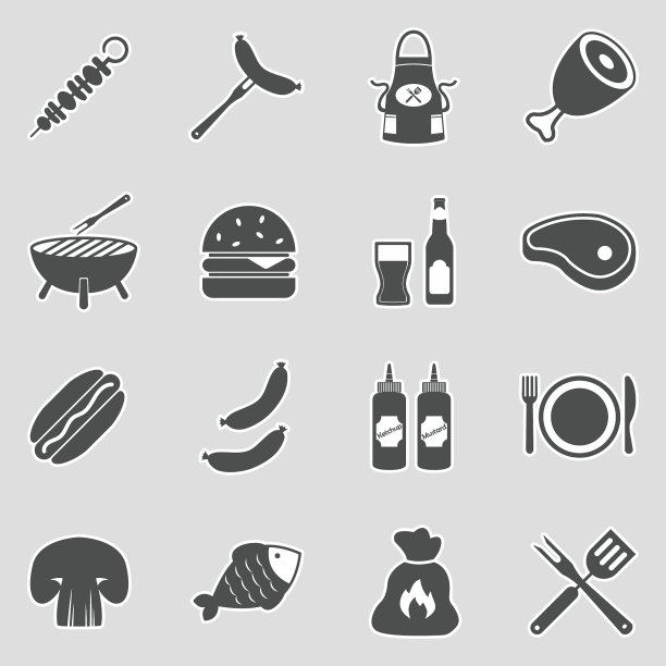 烧烤和烧烤图标。贴纸设计。矢量插图。图片下载