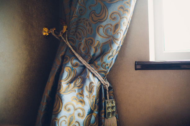 窗帘架。碎片照片窗帘，室内细节，窗帘细节接近。图片下载