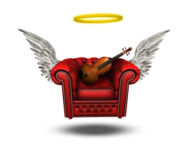 带小提琴的有翼舒适椅图片下载