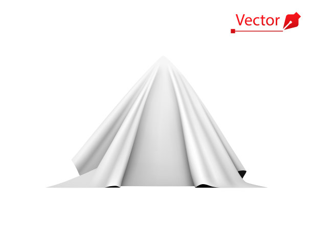 物体上覆盖着白色的丝绸。金字塔，隐藏在缎子织物下。图片下载