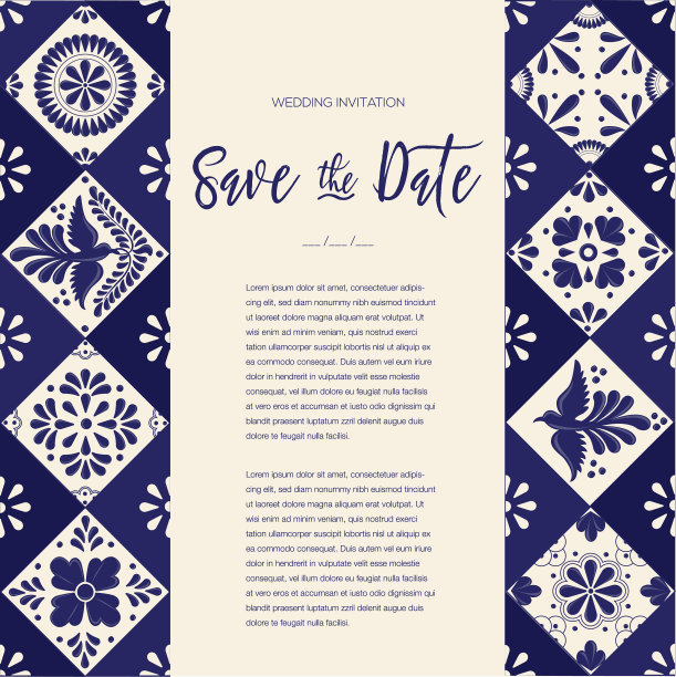 墨西哥塔拉维拉瓷砖保存日期卡-复制空间图片下载