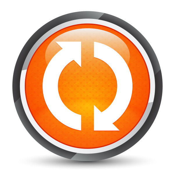 更新图标银河橙色圆形按钮图片下载