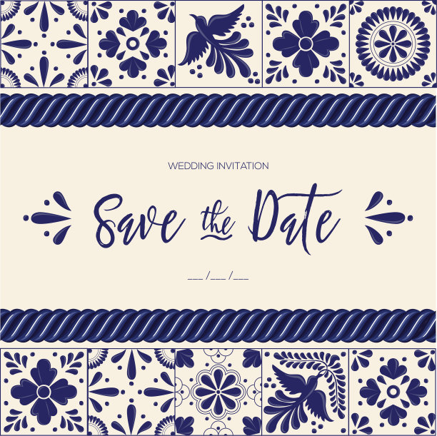 墨西哥塔拉维拉瓷砖保存日期卡-复制空间图片下载