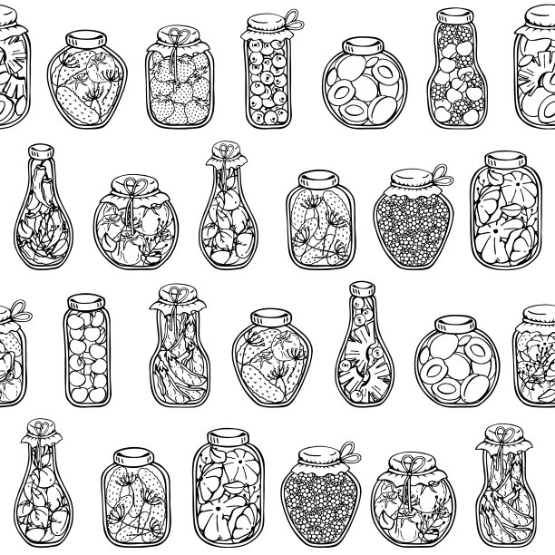 罐装蔬菜和水果的罐子图片下载